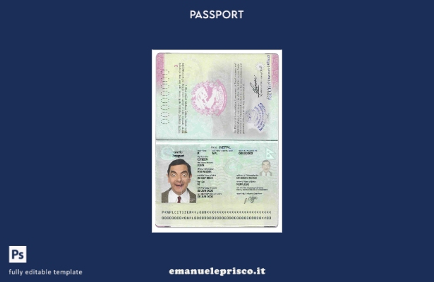 modello di passaporto nepalese in stile verificato